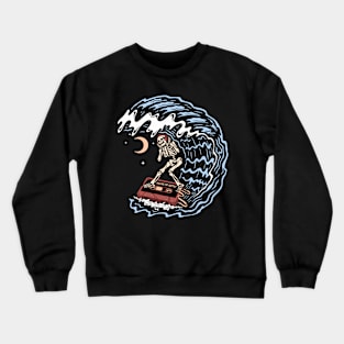 Surf and Music, Surfing on tape, Surf and Tape, Wave and Tape Crewneck Sweatshirt